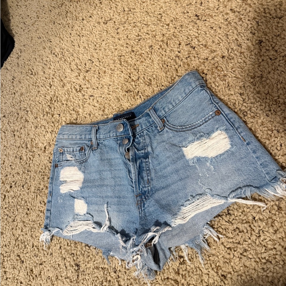 Aeropostale Light Blue Distressed Jean Shorts